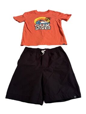 Quiksilver Orange and Black Outfit Boys Size 7